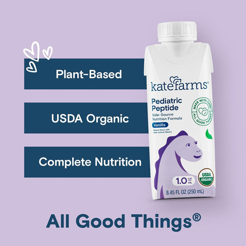 KATE FARMS Pediatric Peptide 1.0 Formula, Vanilla, 12 Pack