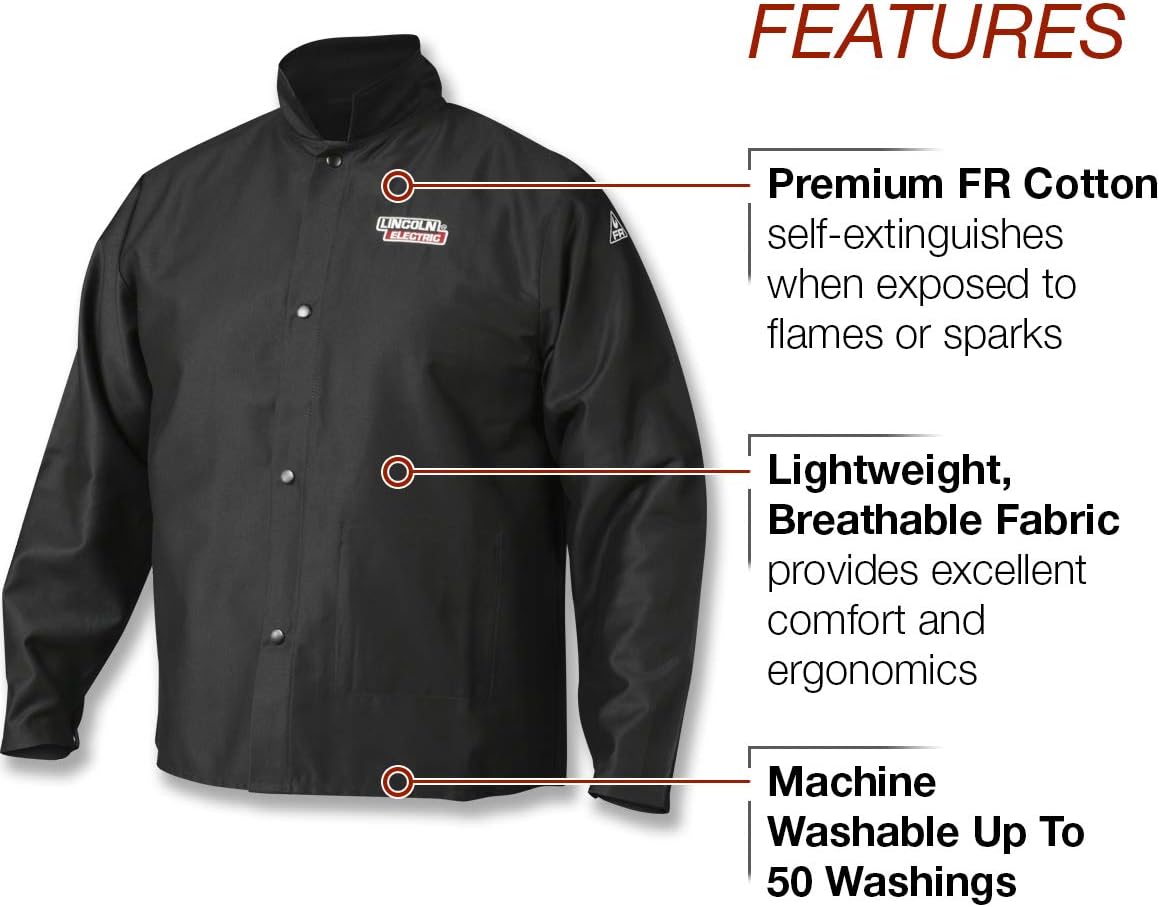 Lincoln Electric Premium Flame Resistant (FR) Cotton Welding Jacket | Breathable | K2985