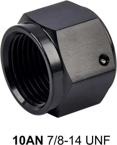 EVIL ENERGY 10AN Flare Cap Block off Fitting Plug Black 2PCS
