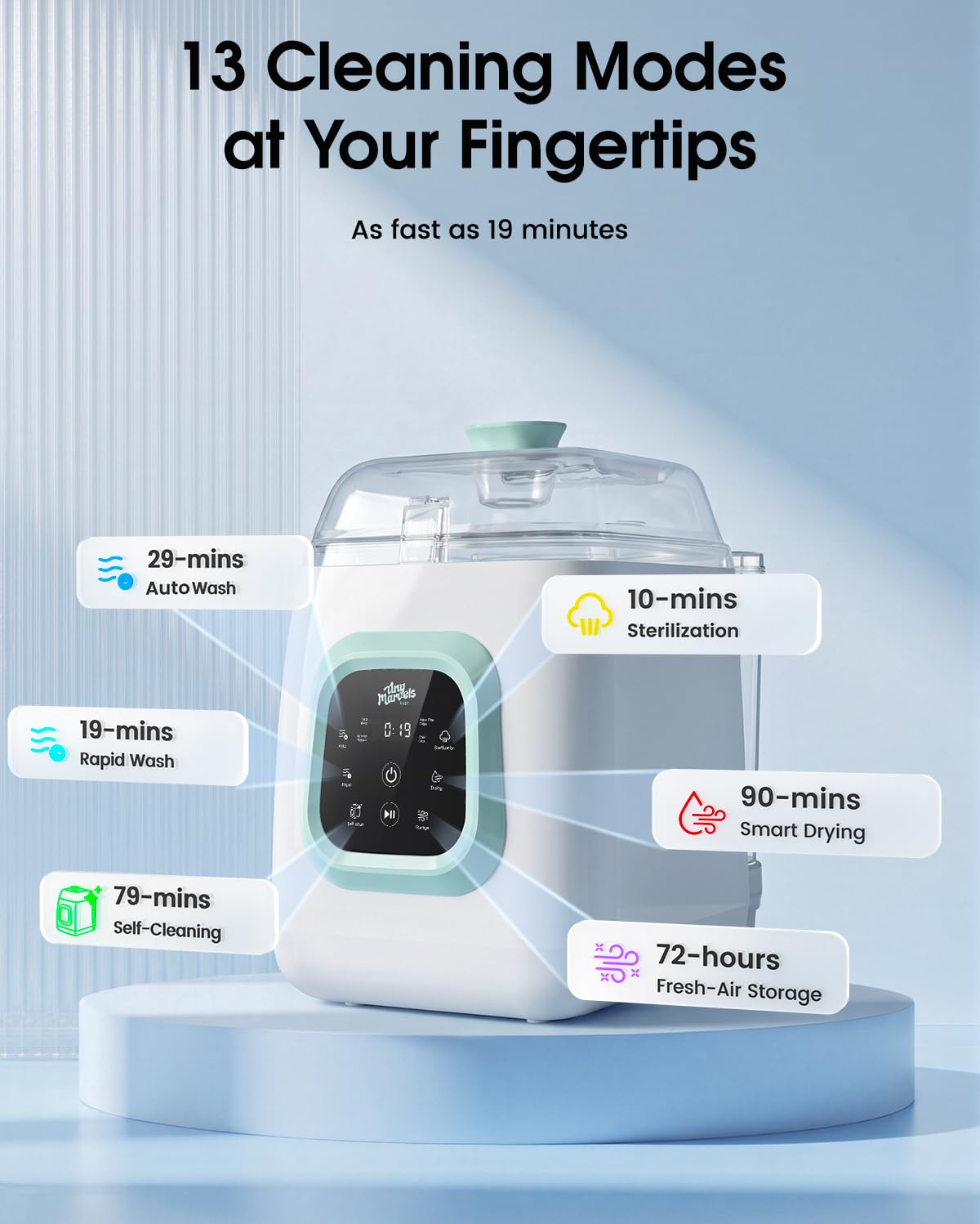 Tiny Marvels Upgraded All-in-One Baby Bottle Washer, Sterilizer and Dryer