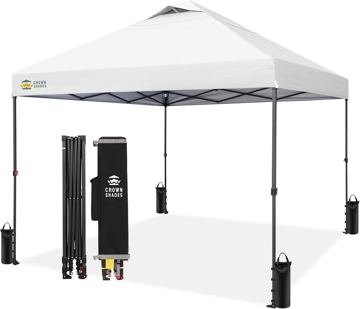 CROWN SHADES 10x10 Pop Up Canopy Tent, Outdoor Canopy, White