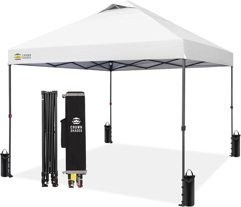 CROWN SHADES 10x10 Pop Up Canopy Tent, Outdoor Canopy, White
