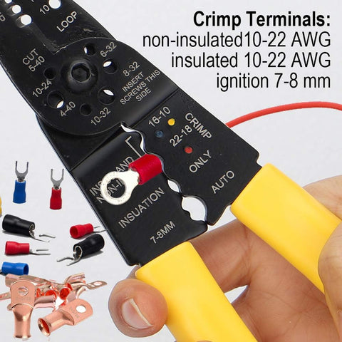 DOWELL Wire Stripper Crimper Cutter Multifunction 8 Inch 10-22AWG