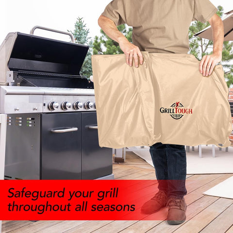 GrillTough Heavy Duty BBQ Grill Cover for Outdoor Grill, 30 Inch Tan