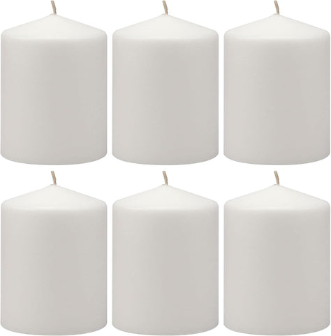 Stonebriar 35 Hour Long Burning Unscented Pillar Candles, 3x4, White (Pack of 4, 24 Count Total)