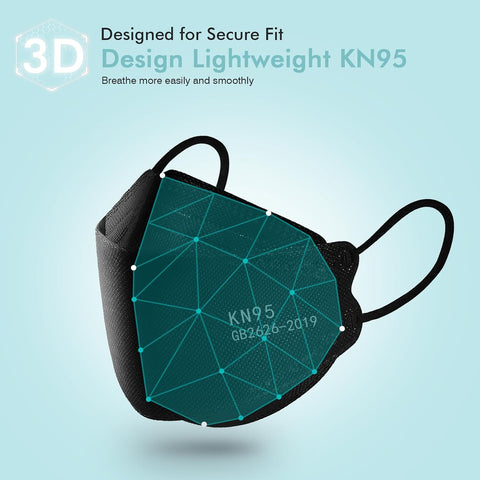 LEMENT KN95 Face Masks,50 PCS Breathable Black Dust Mask For Adult,Teenager