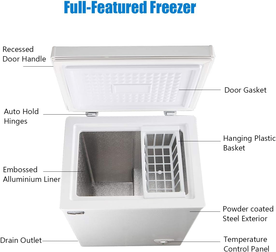 Deep Freezer 3.5 Cu.Ft Mini Chest Freezer for Apartment Basement Business