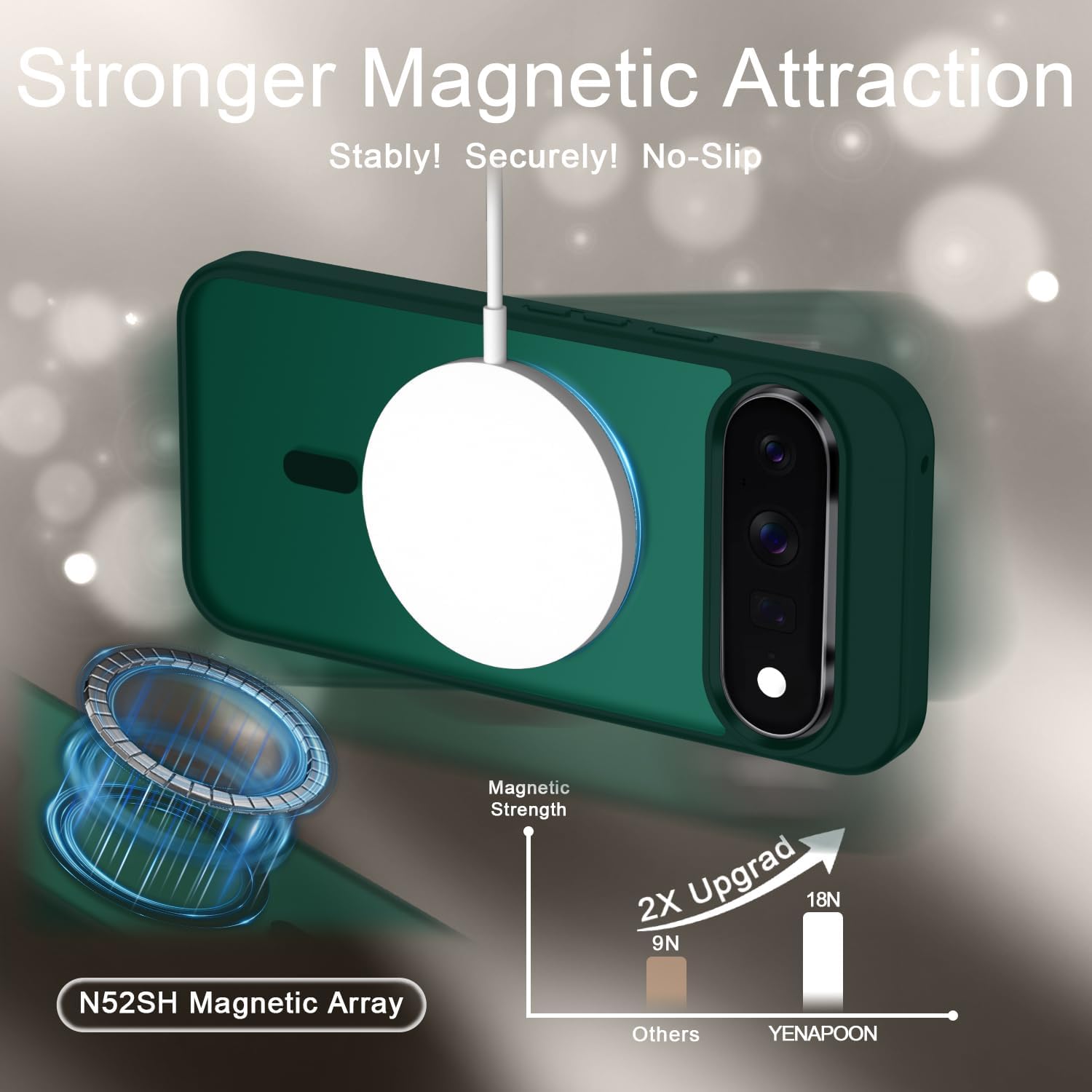 for Google Pixel 11 Case/Pixel 11 Pro Case, Magnetic Cover, Dark Green