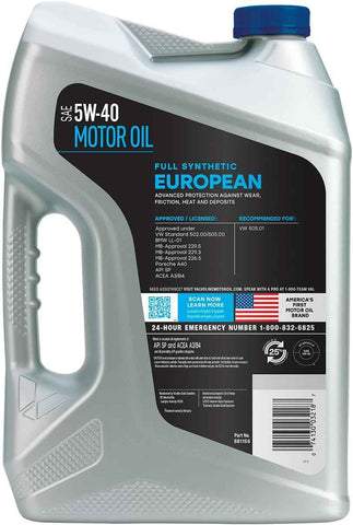 Valvoline European Vehicle Full Synthetic SAE 5W-40 Motor Oil 5 QT