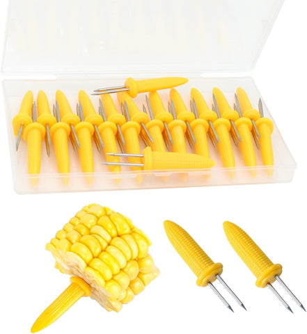 24 Pack Corn Holders, Stainless Steel Corn on The Cob Holders, Corn Cob Holders Corn on The Grill Corn on The Cob Skewers for Home Cooking BBQ Parties Camping