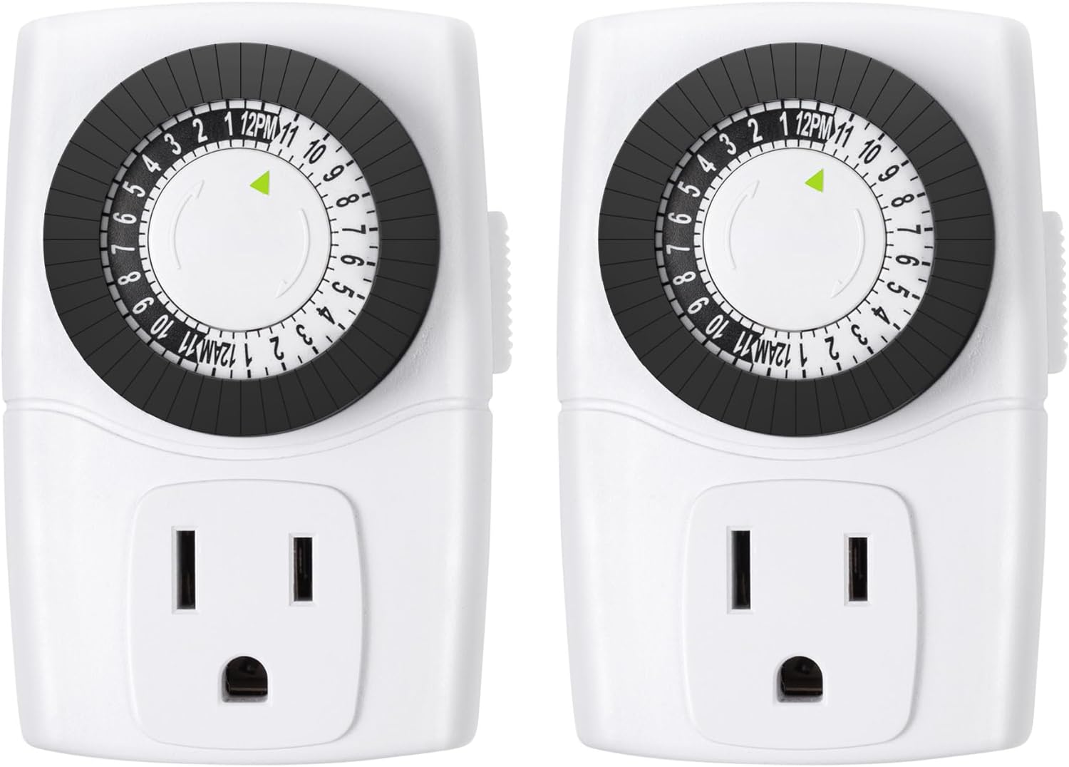 BN-LINK U47 Indoor Mini 24-Hour Mechanical Outlet Timer, 3-Prong, 2-Pack