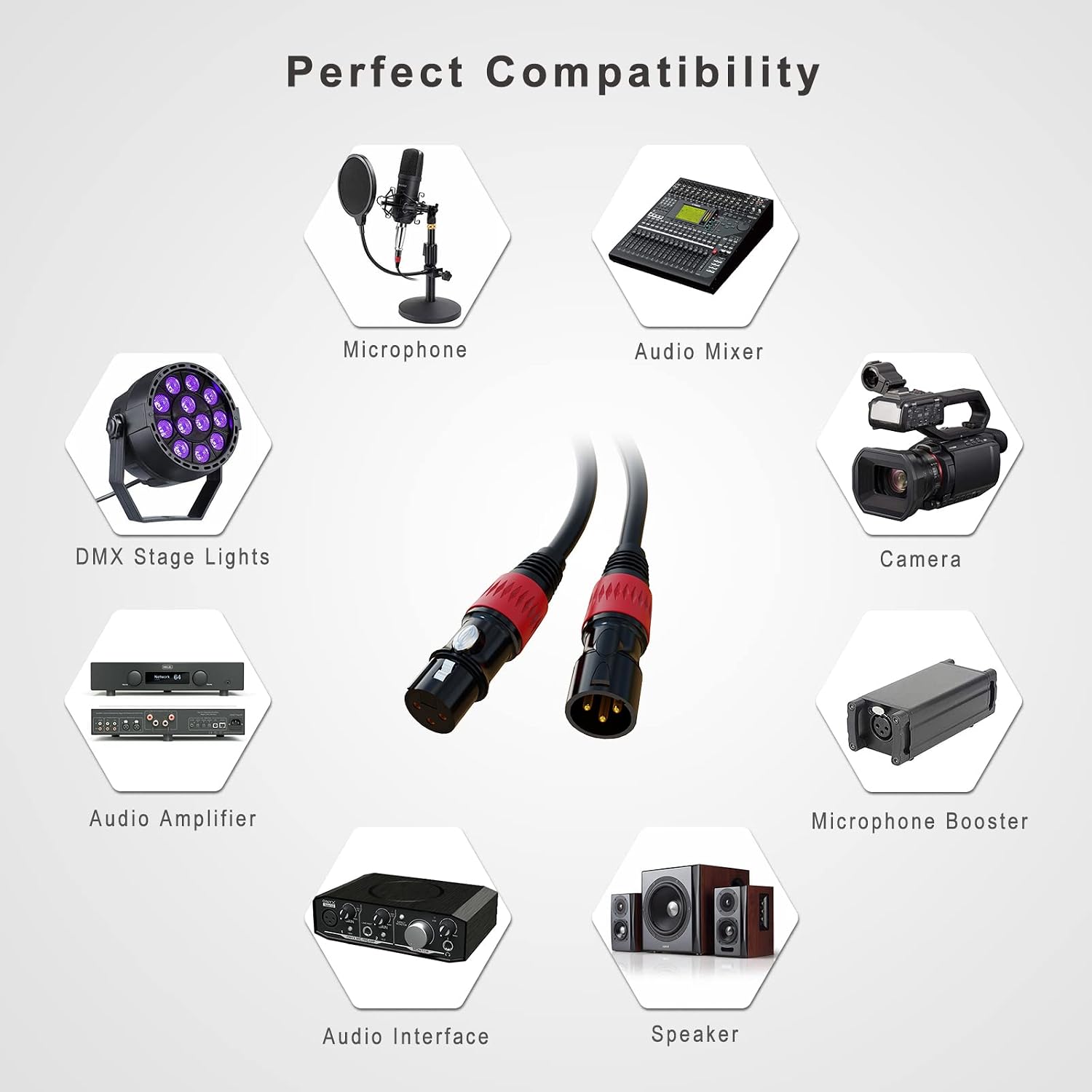 XLR Cables 50FT 10Packs, XLR Microphone Cable Male to Female