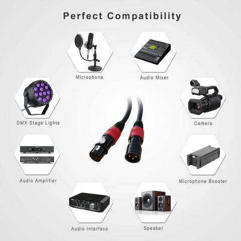 XLR Cables 50FT 10Packs, XLR Microphone Cable Male to Female