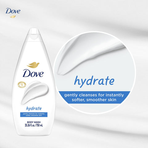 Dove Body Wash, Hydrate, Value-Size 4-Pack – Moisturizing Cleanser for Smooth, Soft Skin, 25.36 Oz Ea