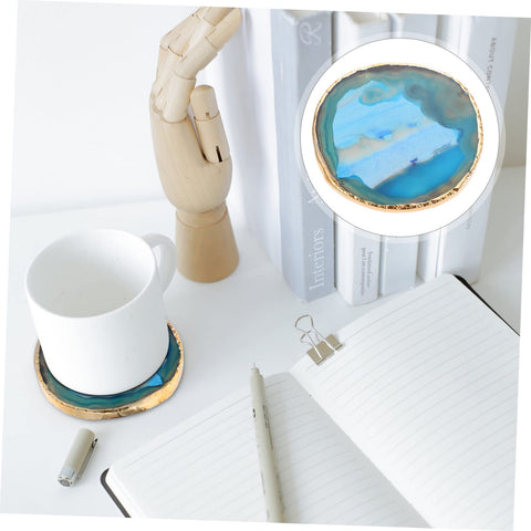 Unomor 3pcs Jade Coaster Agate Coasters for Drinks Coasters for Coffee Table Green Home Decor Tea Coaster Coffee Coasters Coffee Cup Rack Marble Coaster Natural Rough Agate Core Pad
