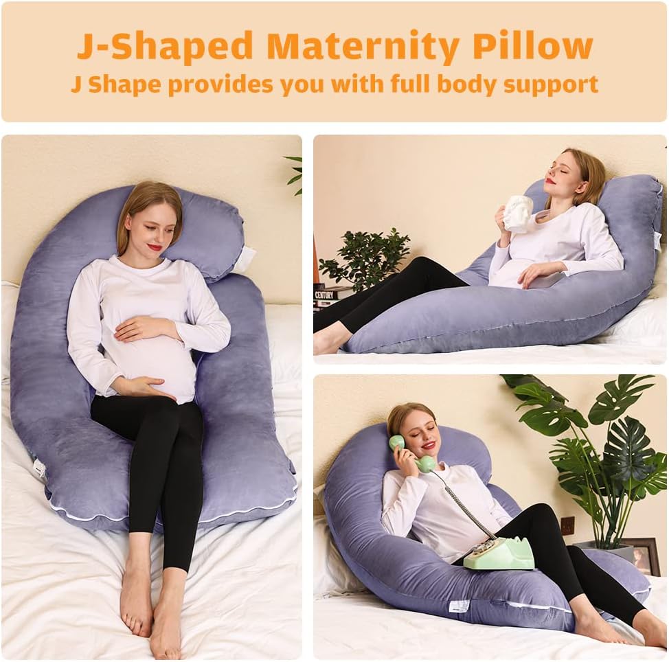 Chilling Home Pregnancy Pillow, U Shaped Full Body Maternity Pillow 58 inch, Pregnant Women Must Haves Pregnancy Pillows for Sleeping with Removable Cover