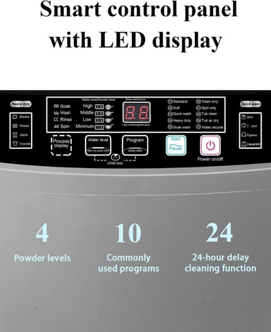 Full Automatic Top Load Washing Machine, 25 lbs, Gray
