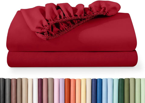 Bare Home 2-Pack Fitted Sheet 1800 Ultra-Soft (Twin XL, Red)