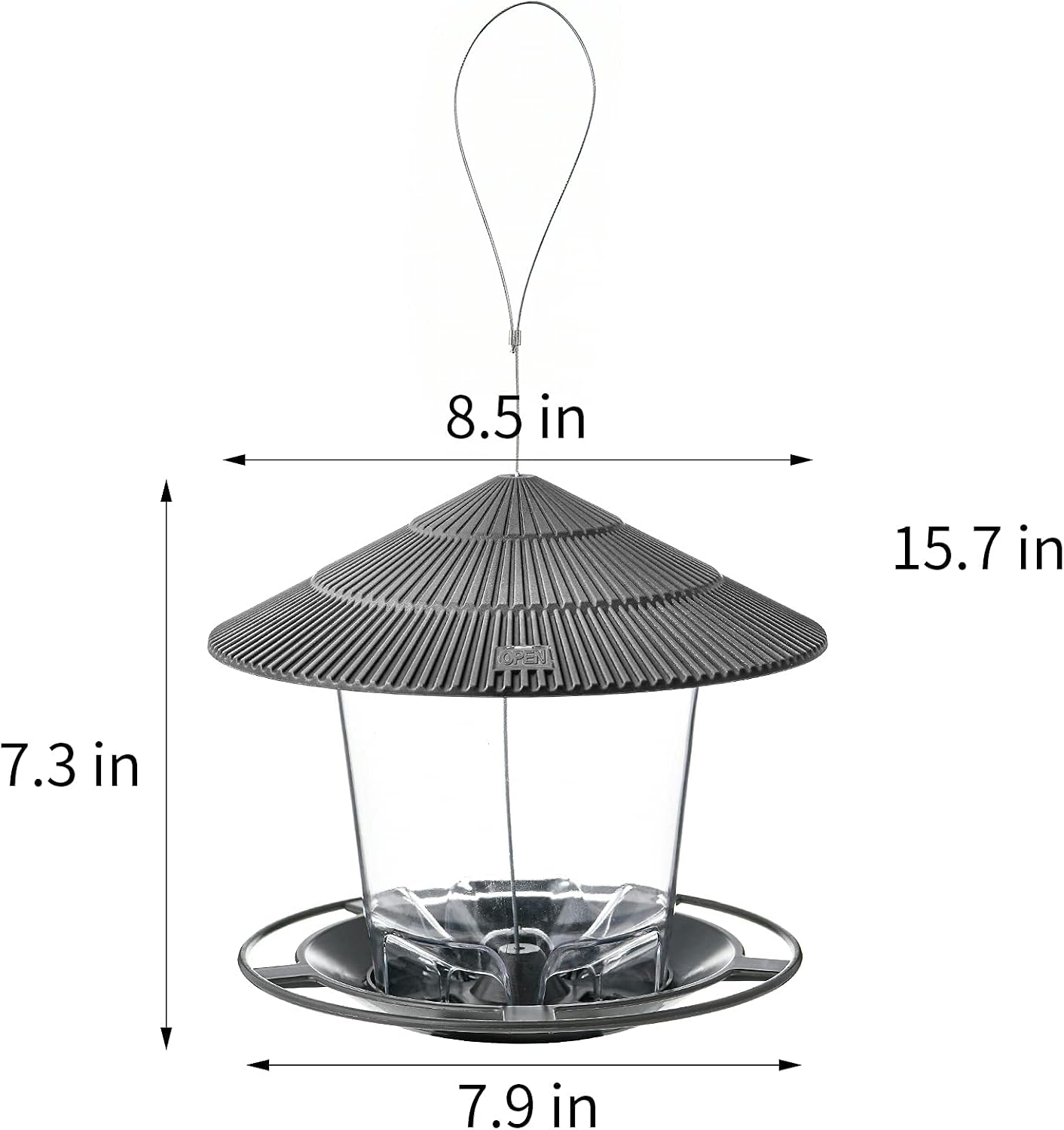 Hanizi Bird Feeder Outdoor Hanging for Wild Bird Seed, Grey