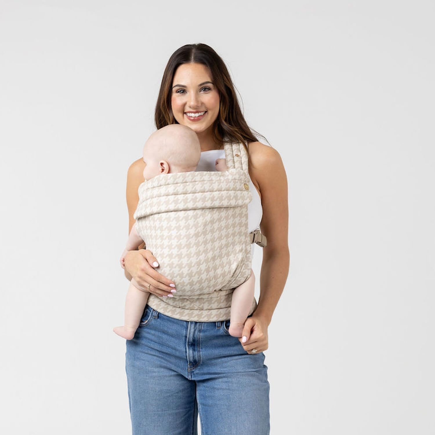Mabē Monarch Ergonomic Baby Carrier – Premium Cotton Soft Structured Newborn to Toddler Carrier with Hip-Healthy Design, 3 Carry Positions (9-46 lbs), Lightweight & Breathable, (Houndstooth)