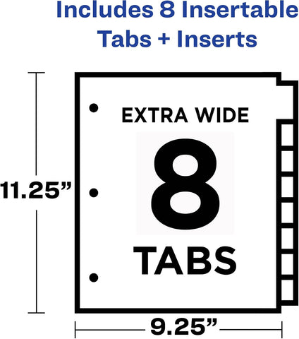 Avery Big Tab Insertable Plastic Dividers, 8-Tab, Multicolor, 1 Set