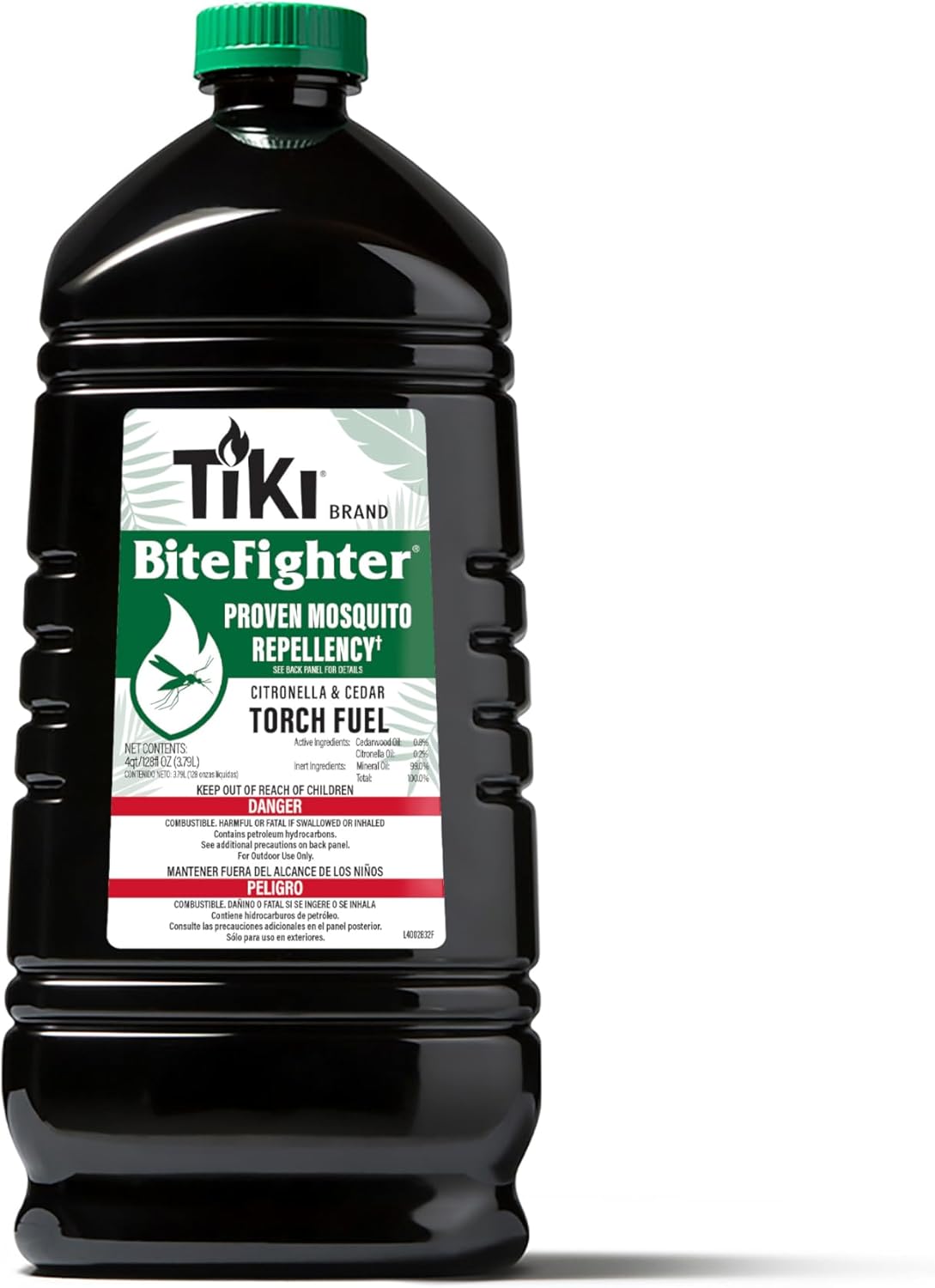 Tiki BiteFighter Mosquito Repellent Torch Fuel - 1 Gallon (128 oz.), Citronella & Cedar Formula for Mosquito Repellency, Easy Pour Bottle, Use with Torches & Table Torches, Outdoor & Backyard Use