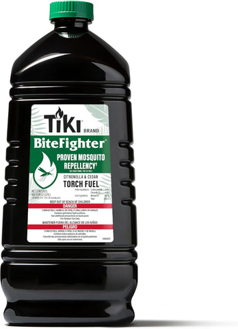 Tiki BiteFighter Mosquito Repellent Torch Fuel - 1 Gallon (128 oz.), Citronella & Cedar Formula for Mosquito Repellency, Easy Pour Bottle, Use with Torches & Table Torches, Outdoor & Backyard Use