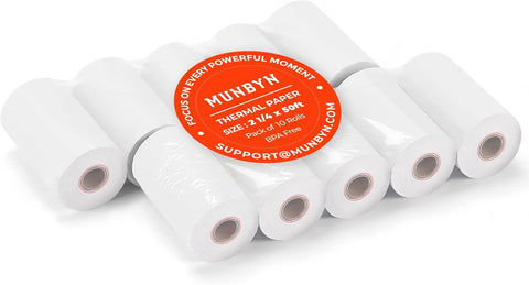 MUNBYN 2 1/4 x 50ft Thermal Paper (10 Rolls), BPA Free Receipt Paper, 58mm Thermal Receipt Papers Fits 58mm Mini Thermal POS Printer & Square Terminal Credit Card Machines