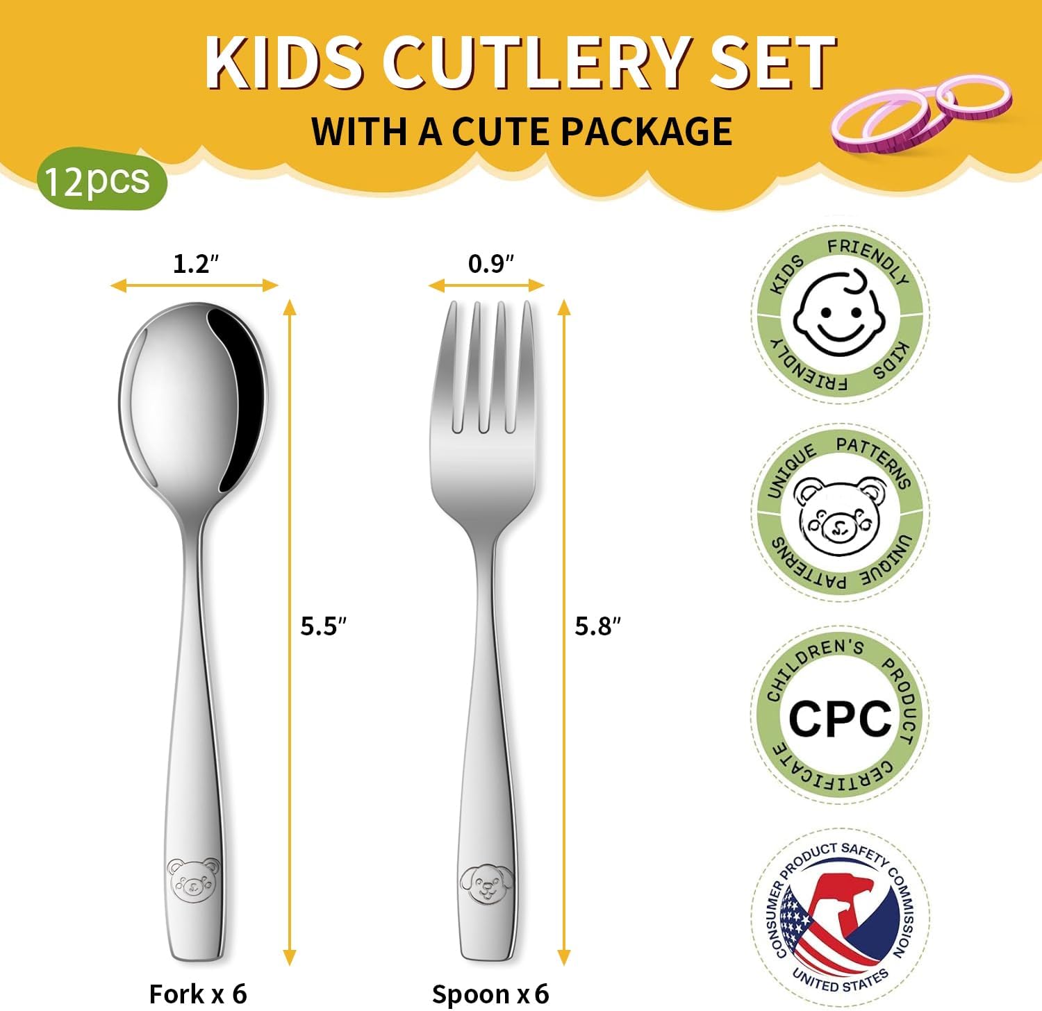 DEHOV Toddler Eating Utensils Set,Set Of 12 Food Grade Stainless Steel Silverware Sets For Kids,Dishwasher Safe Children Small Metal Spoons And Forks Flatware Sets