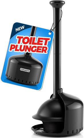 FORASTO Toilet Plunger with Holder - Heavy Duty Bathroom Cleaning Tools