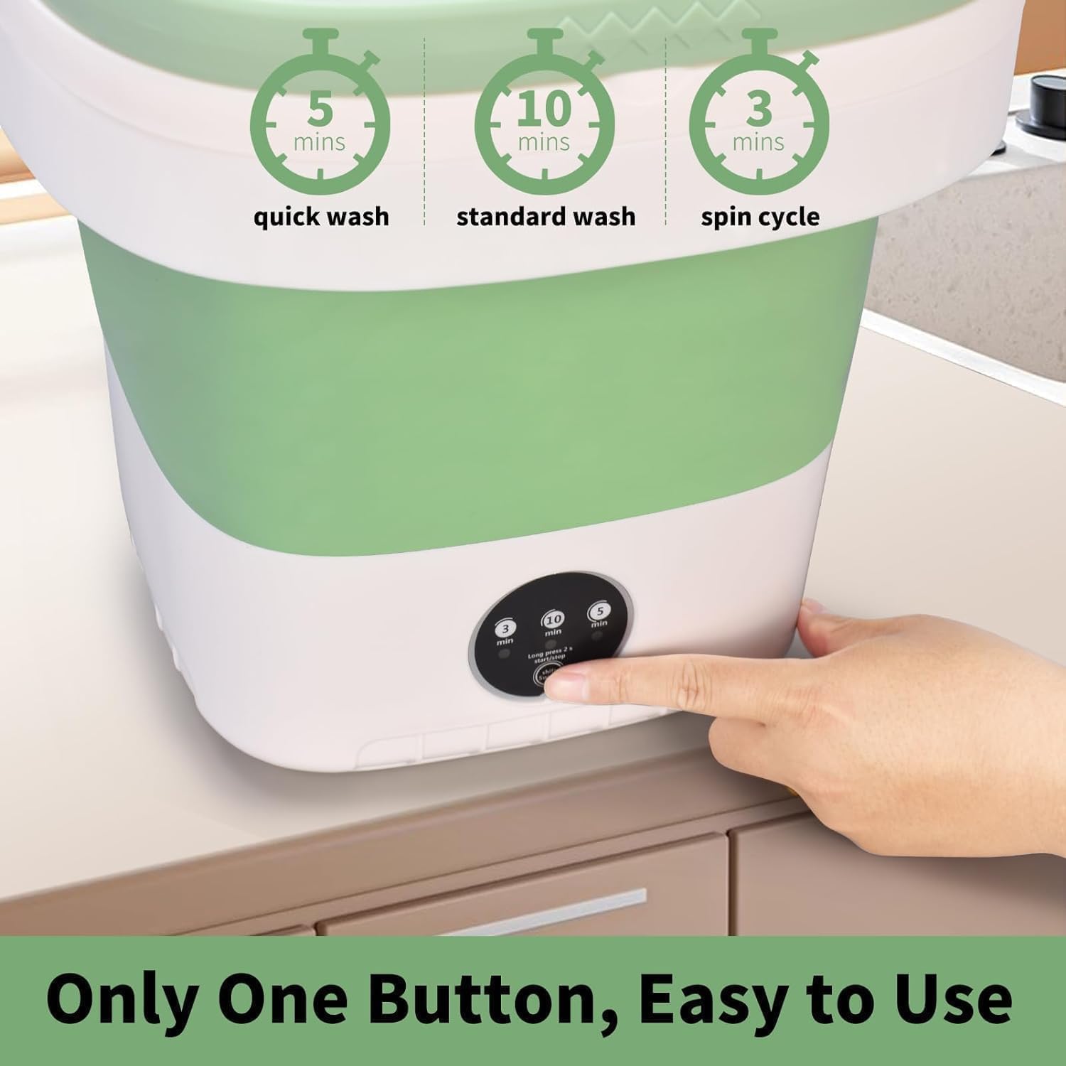 Mini Portable Washing Machine, Upgraded Washer with Spin Basket Laundry Machine, 3 Cleaning Modes Suitable for Small Clothes, Foldable Design Ideal for Hotel,Apartment, Home and Campain