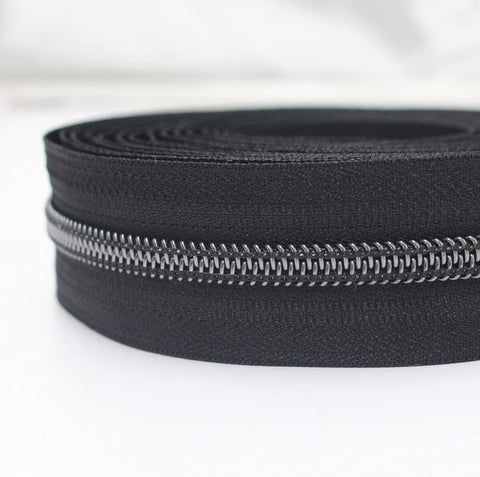 YaHoGa #5 Black Nickel Nylon Coil Zippers by The Yard 10 Yards (Black)