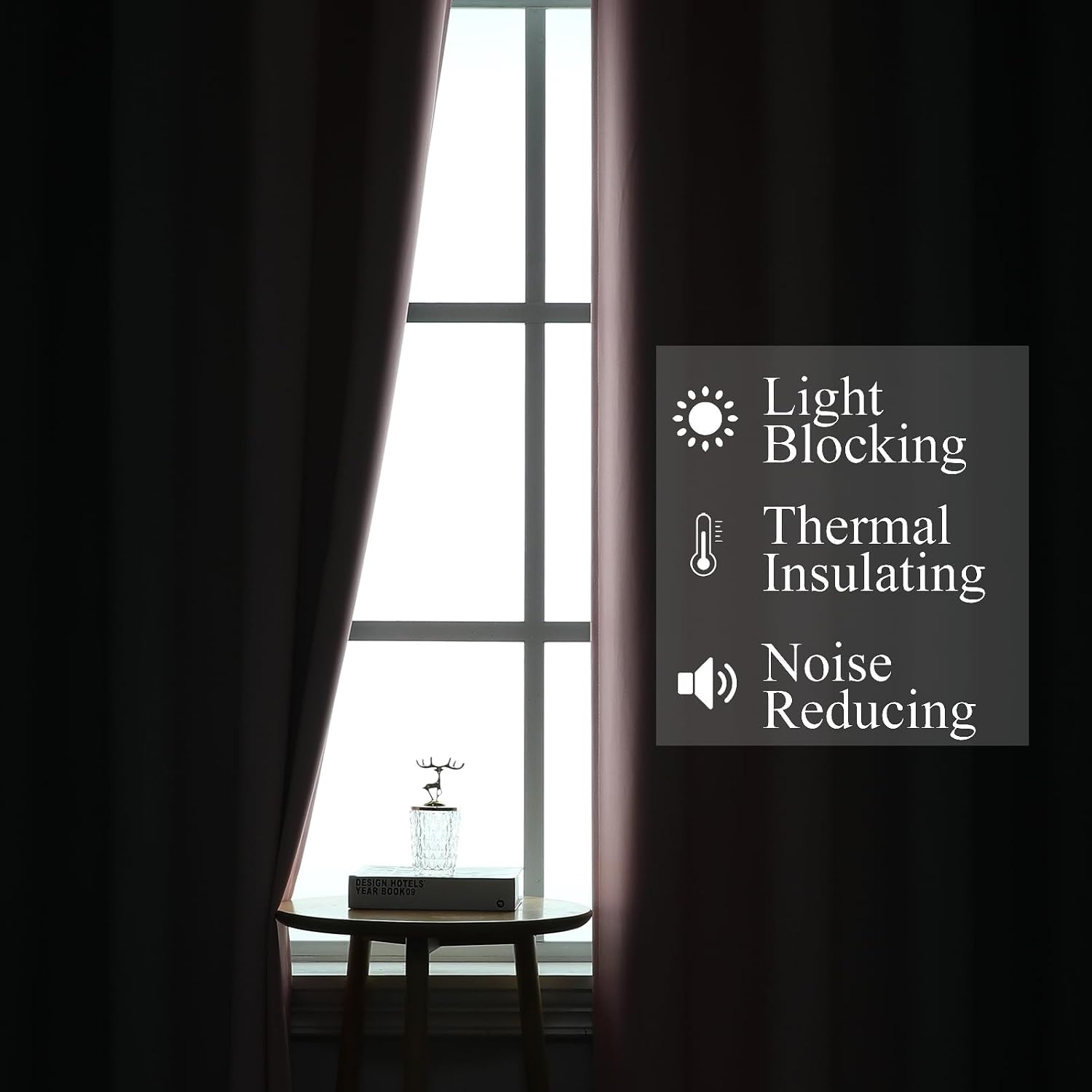 Pink and Gray Ombre Blackout Curtains for Bedroom 45 Inch Long 2 Panels
