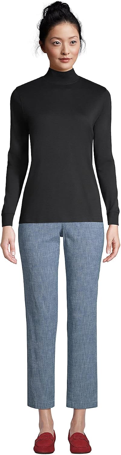 Lands' End Women's Cotton Mock Turtleneck