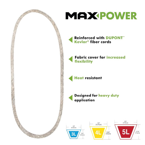Maxpower 347464 Premium Belt Reinforced with Kevlar Fiber Cords, 1/2" x 21"