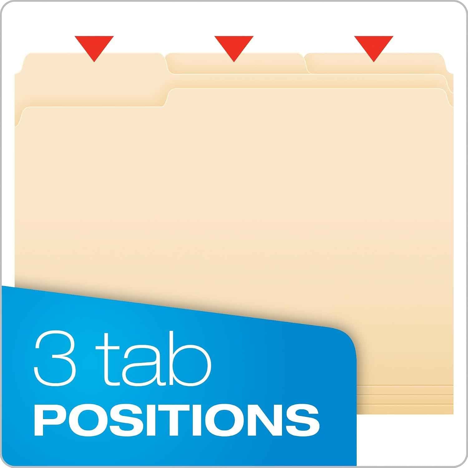 Pendaflex Essentials File Folders, Letter Size, 1/3 Cut, Manila, 250 per Box (752250)