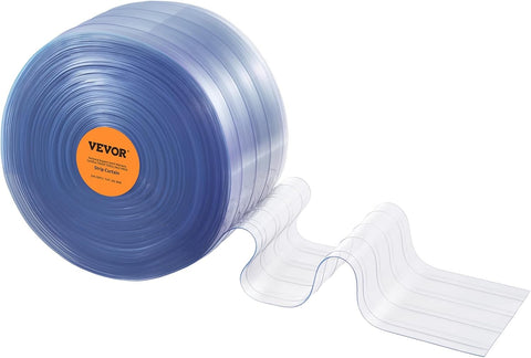 VEVOR Strip Door Curtain, 150' Length x 8" Width PVC Door Strip Bulk Roll, Walk in Freezer Cooler Curtain Strips for Supermarket, Garage, Warehouse, Pet Animal House，Commercial Entry Doors