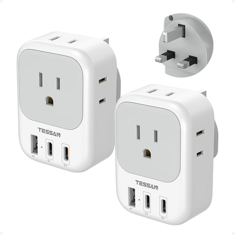 TESSAN UK Travel Adapters PD 20W, 2 Pack Type G