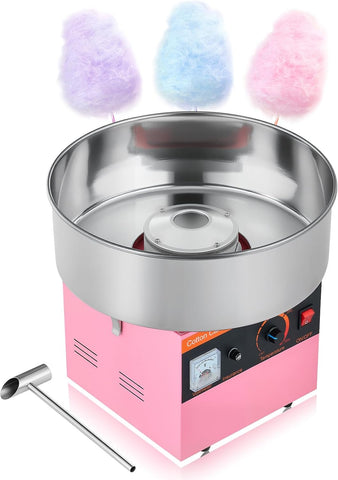 VEVOR Cotton Candy Machine Commercial, 1000W Electric Candy Floss Maker, Easy Use with 15 inch Stainless Steel Bowl and Sugar Scoop, Makes Hard Candy for Home Kids Birthday, Family Party, Pink