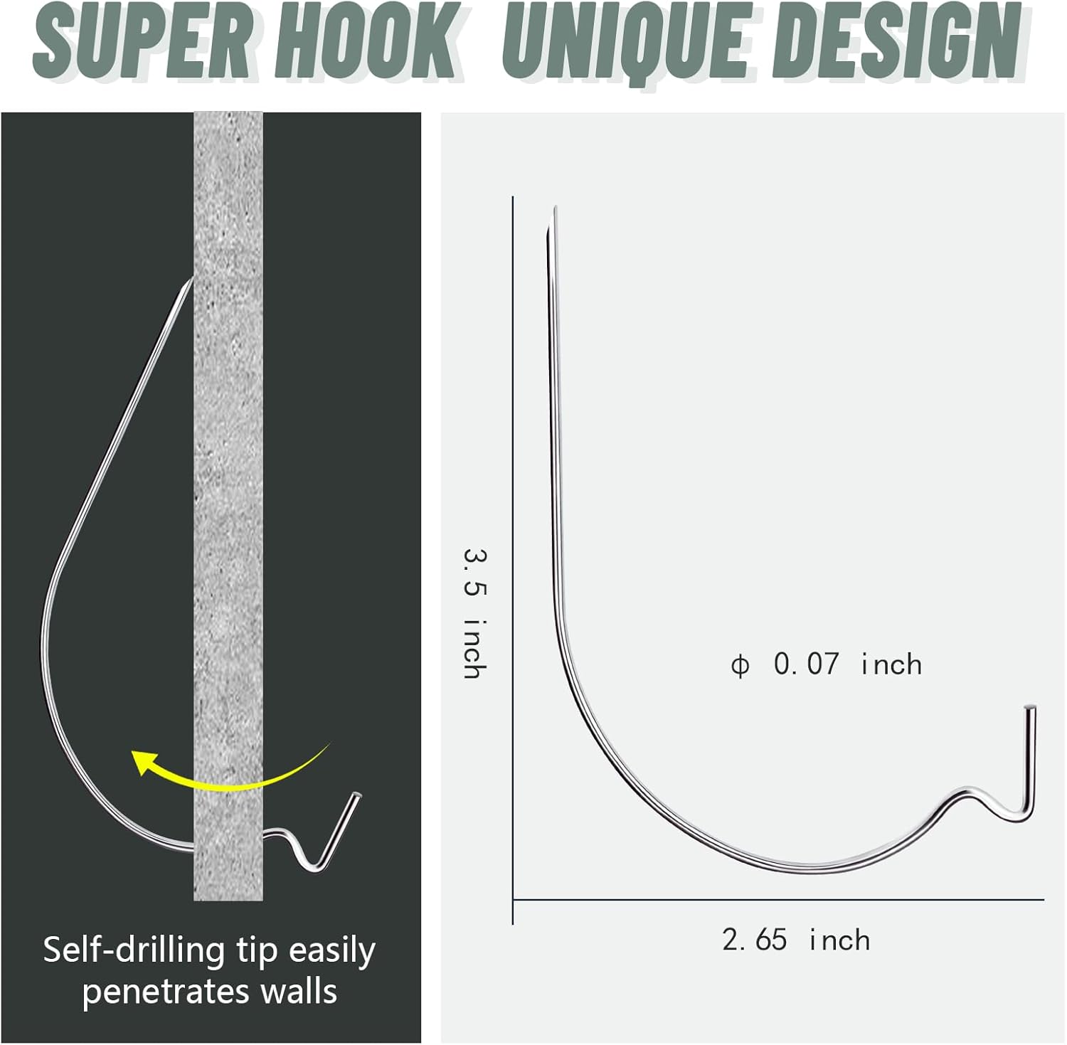 FURHUA 20pcs Super Hook Picture Hangers and Office Pack, Drywall Hooks for Hanging Pictures, Wall Hooks, Picture Hangers, Picture Hanging Kit，Hang Art, Clock, Shelves, Mirrors