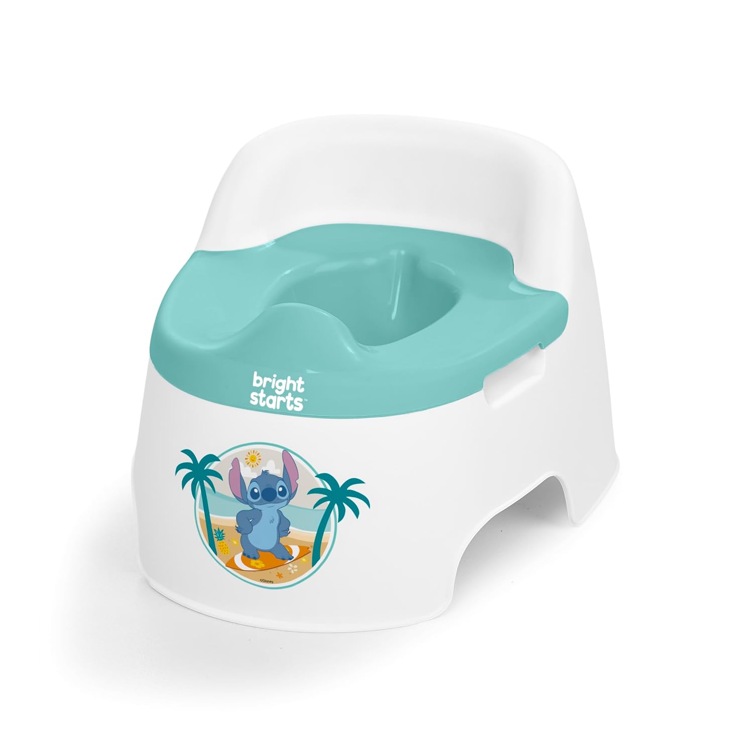 Bright Starts Disney Stitch Full Comfort Potty Training Toilet, Easy Clean Removable Bowl, Splash Guard, High Back for Comfort & Stability, Toddlers up to 50 lbs