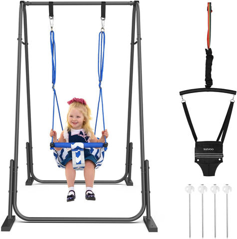 Slevoo 2 in 1 Baby Jumper Swing, Toddler Swing 6 Months to 6 Years Black