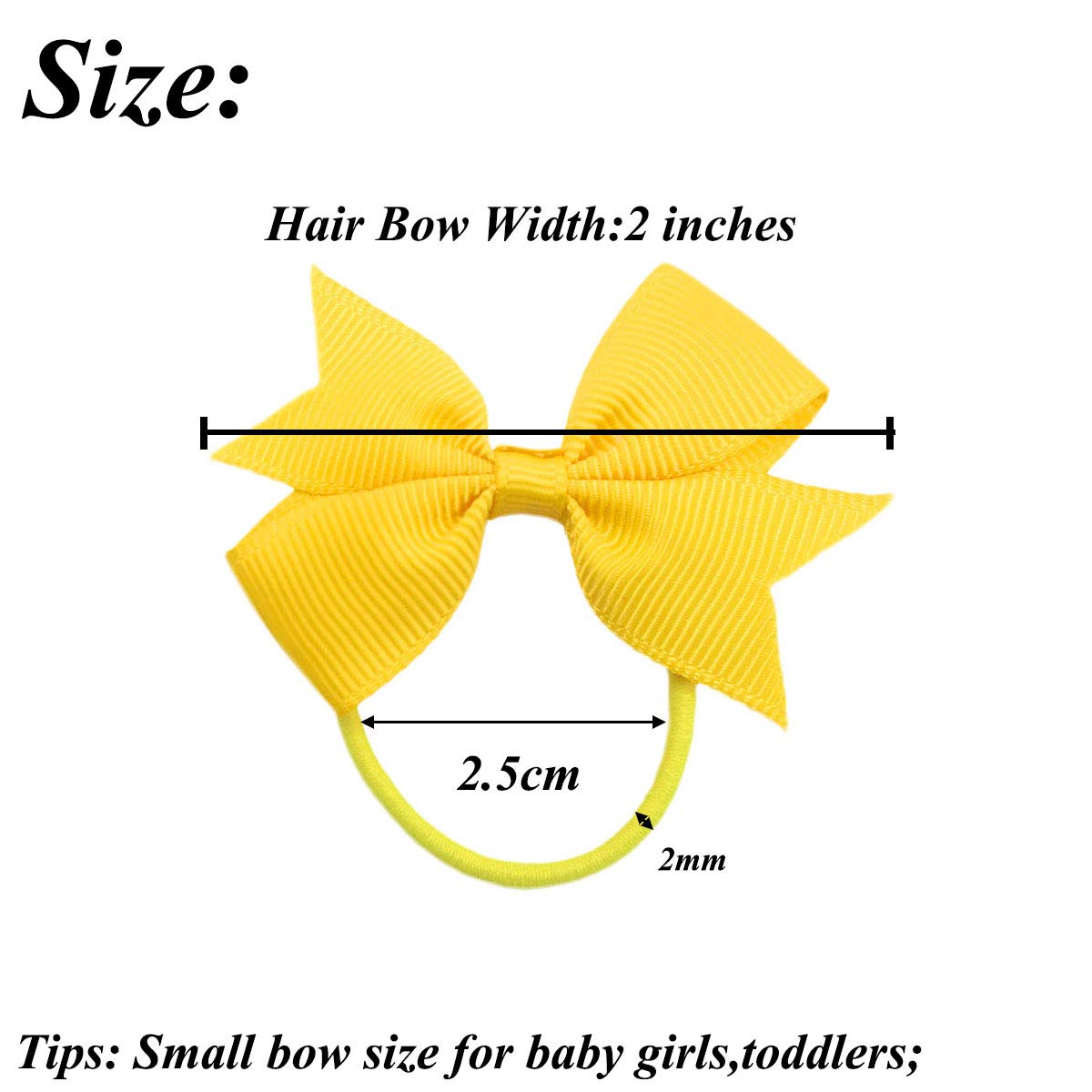 CÉLLOT Baby Hair Ties with Bows,50pc 2 inch Baby Hair Bow Ponytail Holders