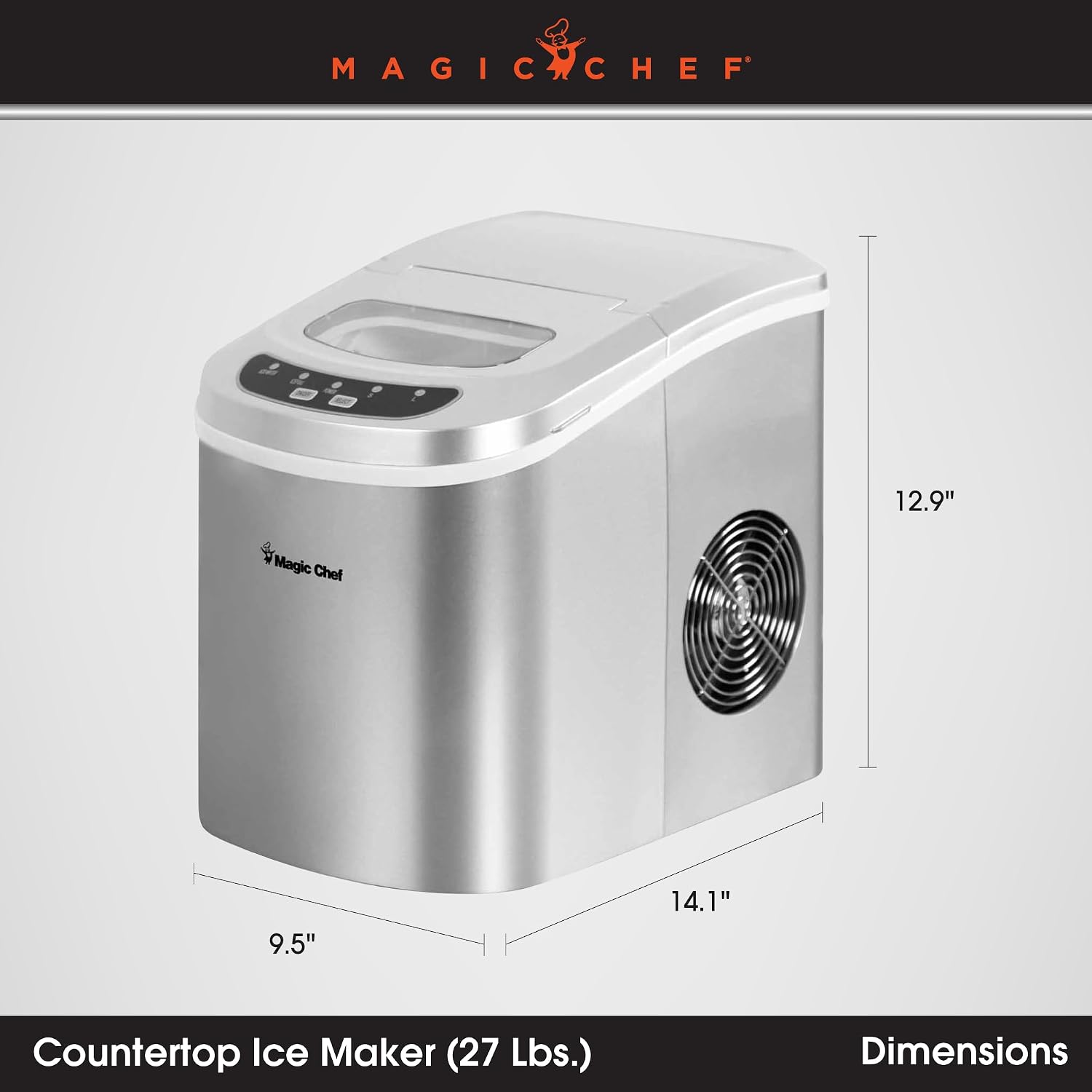 Magic Chef 27-Lb. Portable Ice Maker, Tabletop, Silver