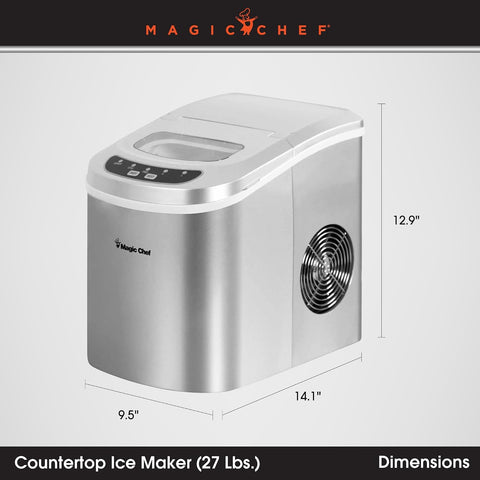 Magic Chef 27-Lb. Portable Ice Maker, Tabletop, Silver