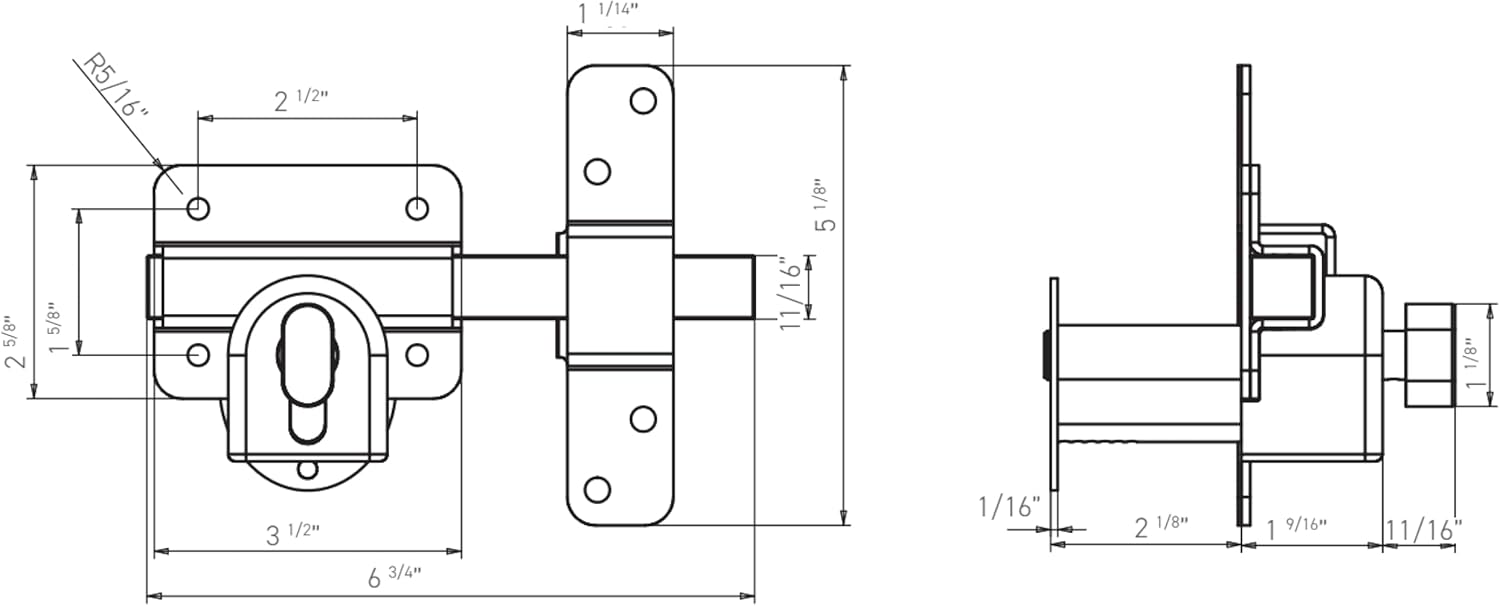 GateMate Long Throw Gate Lock, Euro Profile (Key/Thumbturn Lock, Up to 2" Thick)