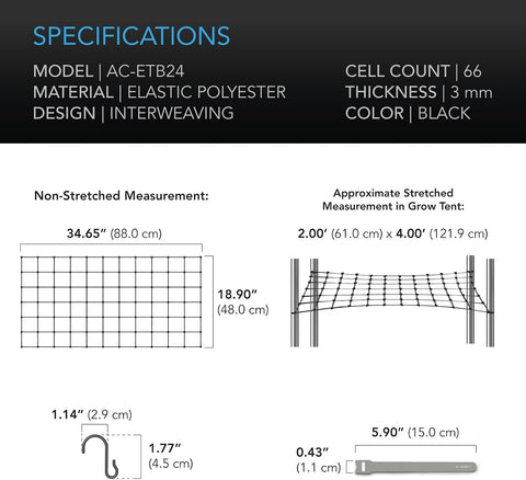 AC Infinity Elastic Trellis Netting for 2x4 Grow Tents
