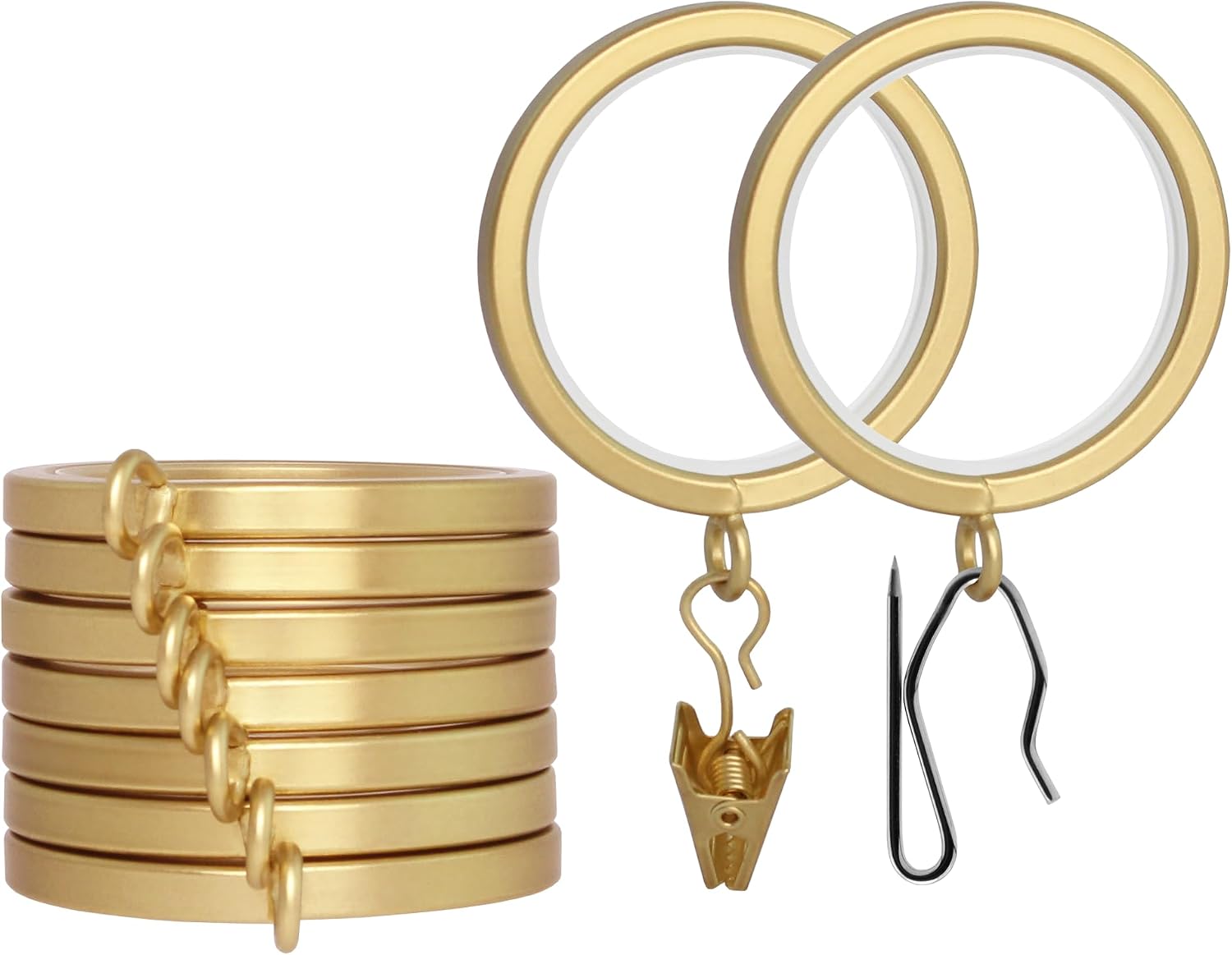 BlastHome® Luxury Smooth Glide Curtain Rings, 9 Pack, Brushed Gold
