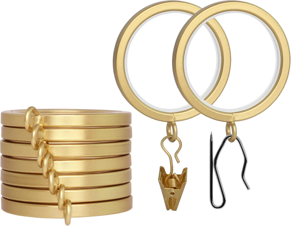 BlastHome® Luxury Smooth Glide Curtain Rings, 9 Pack, Brushed Gold