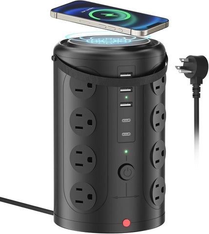 6FT Power Strip Tower Surge Protector with 15W Wireless Charger